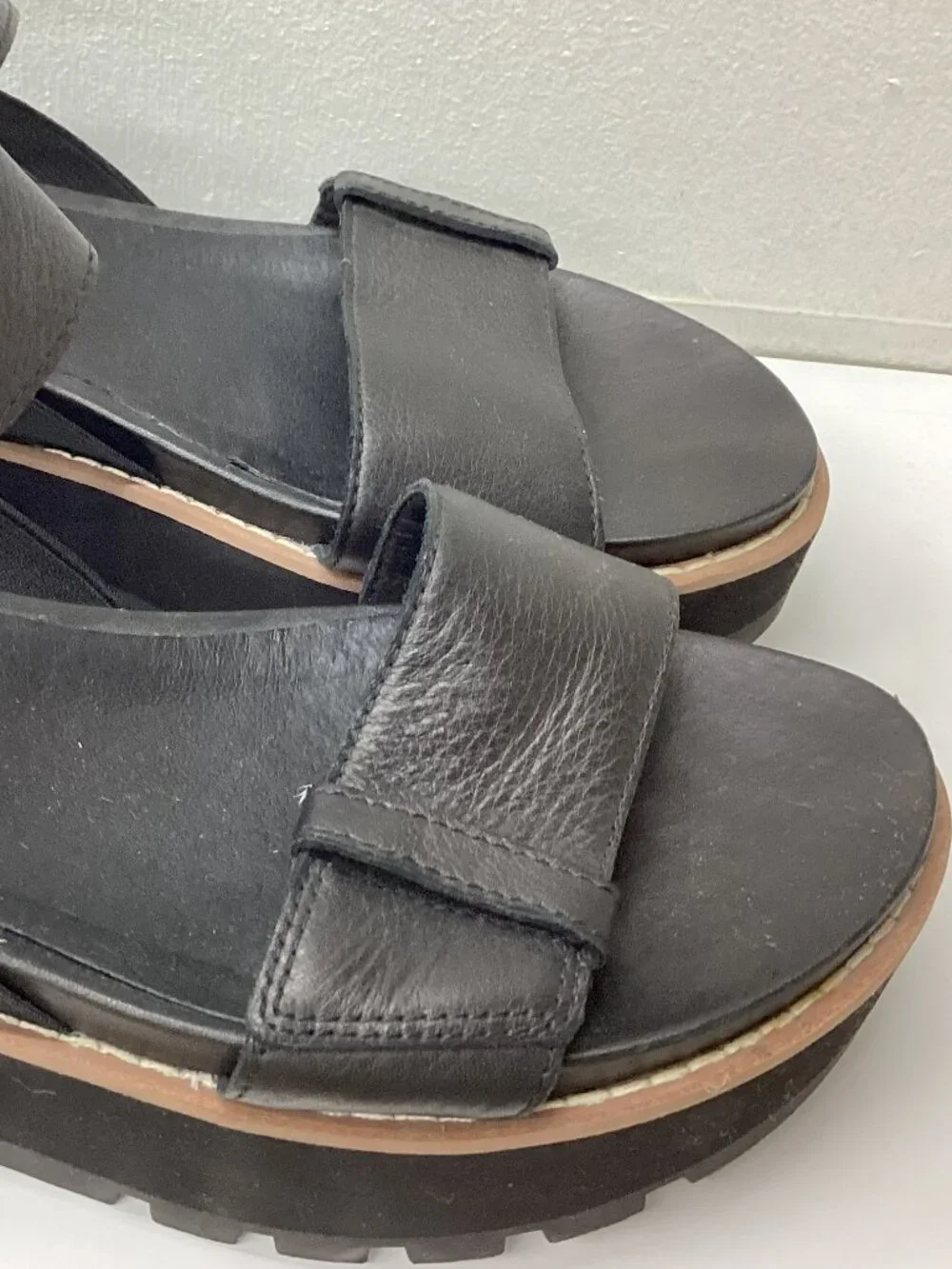 Eileen Fisher Luck Smooth Leather Wedge Sandal